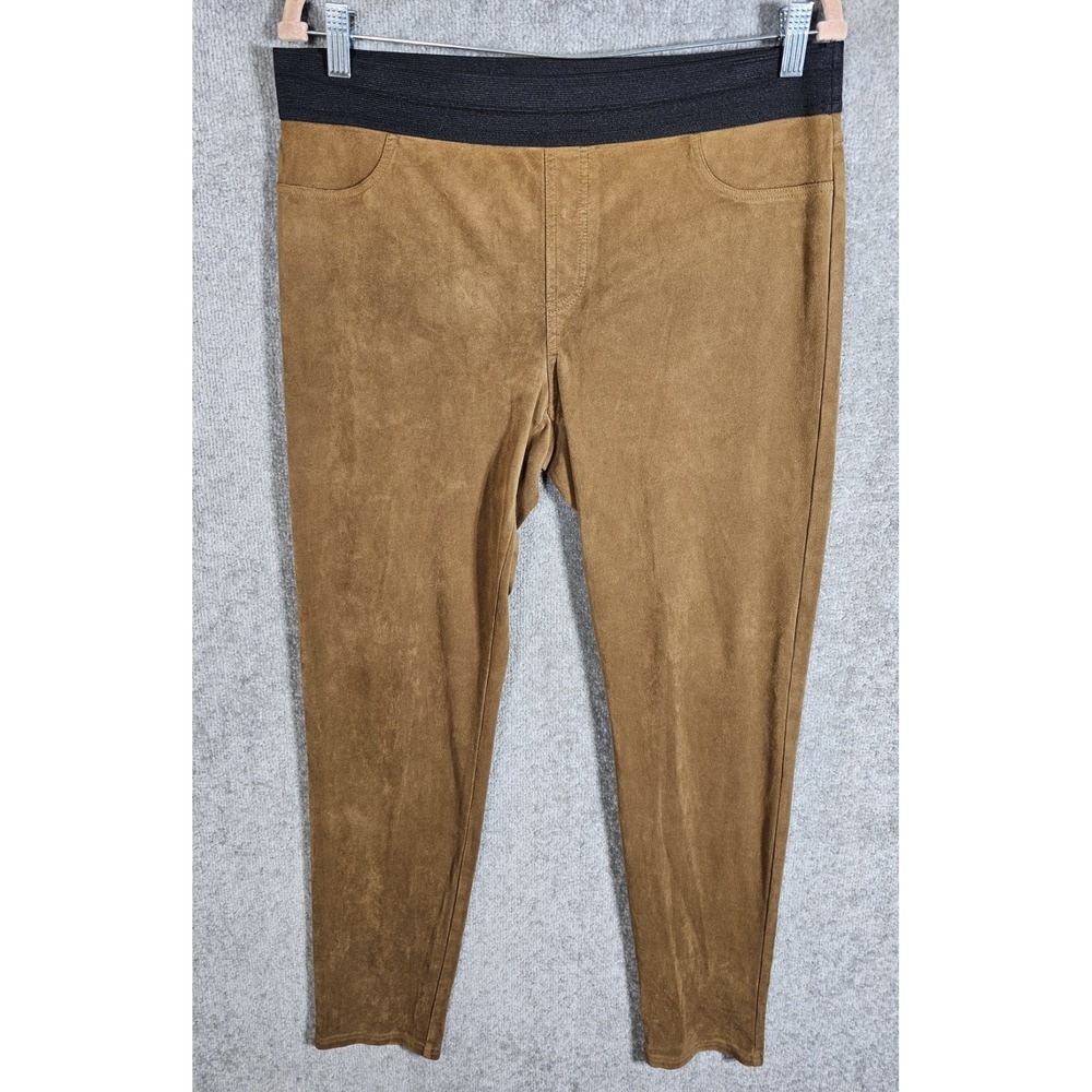 INC International Concepts Faux Suede Pull On Skinny Pants Womens‎ Sz 12 Brown